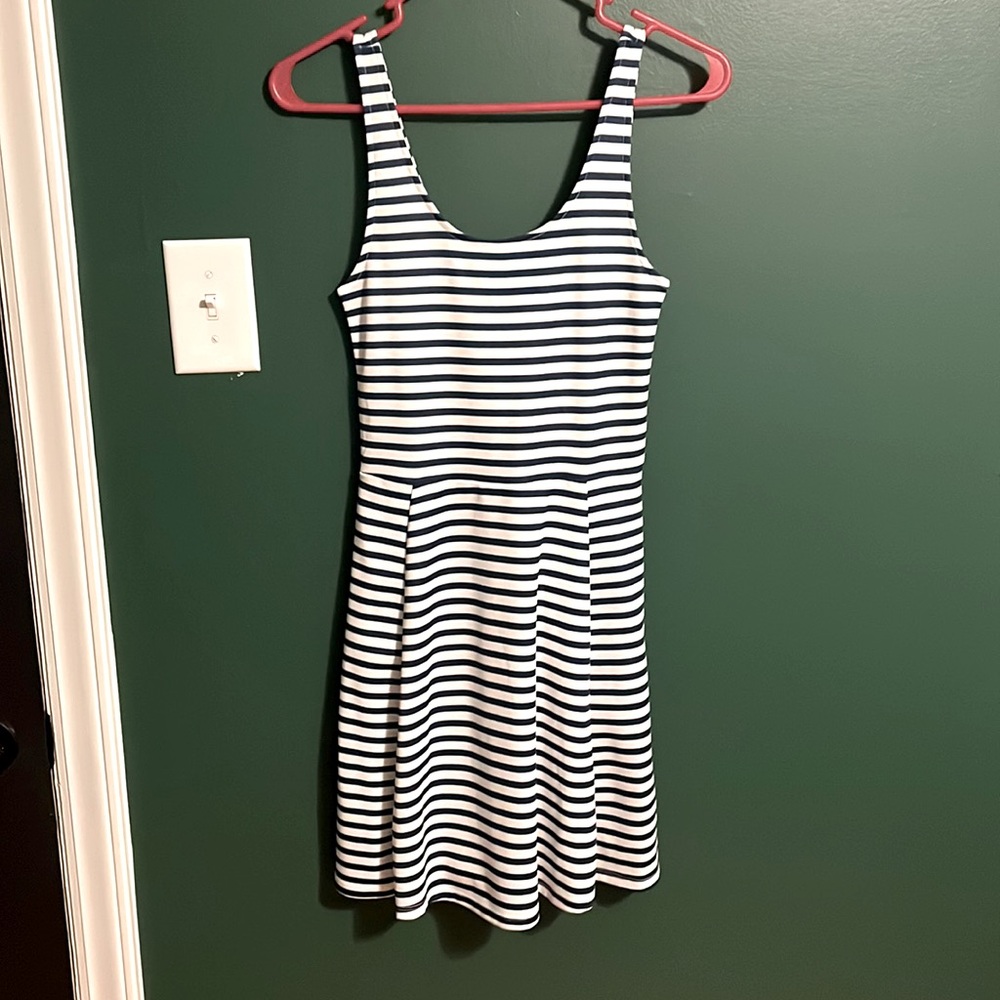 Navy blue and white stripped dress size 2